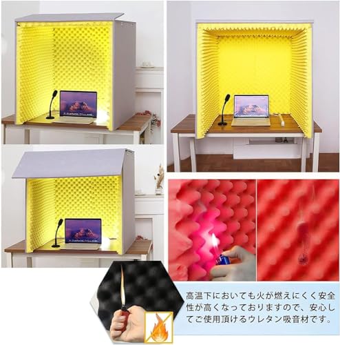 Cabina vocal de escritorio aislante acústica portátil SHENJIA color amarillo miniatura 2