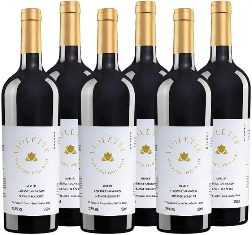 Fausto de Pizzato, Kit 06 Unid Vinho Tinto Suave Fausto VIOLETTE Merlot/Cab. Sauv/Alicante Bouschet