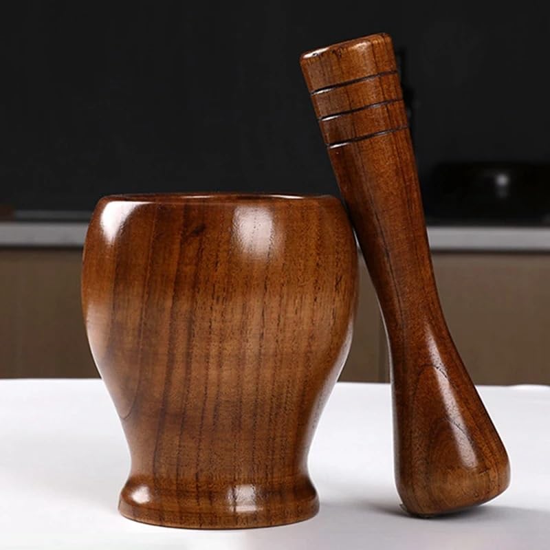 Pestle and Mortar Wooden Garlic Masher Bowl Mashing Household Crushing Jar Mortar Pestle