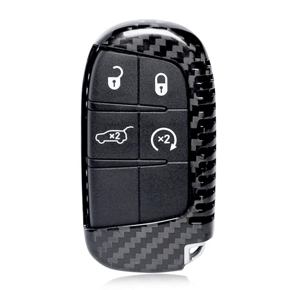 GZYF 1PC Carbon Fiber Auto Car Remote Key Case Cover Fits for Jeep Dodge Cherokee Renegade Charger Challenger