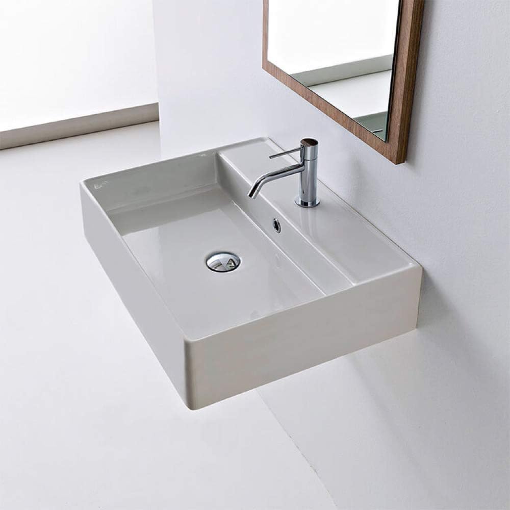 Best Deal 🛒 Scarabeo 8031/R-60-One Hole Teorema Rectangular Ceramic Wall Mounted/Vessel Sink, White Black Friday - 60% OFF Scarabeo 8031/R-60-One Hole Teorema Rectangular Ceramic Wall Mounted/Vessel Sink, White
