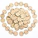 Bememo 1.2 Inches/ 3 cm Round Wooden Discs with Holes, 100 Pieces Birthday Board Tags and 100 Pieces 15 mm Rings for Arts and Crafts