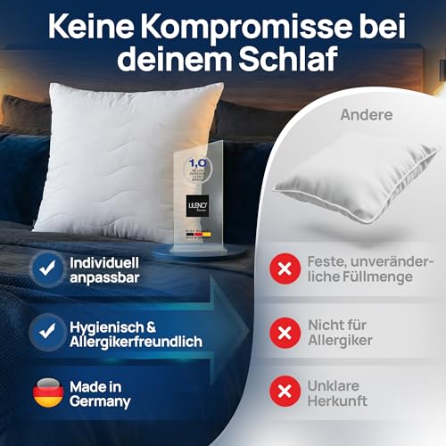 LILENO HOME Allergiker Kopfkissen 80x80 (2er Set) – 95°C waschbar, Oeko-Tex & Made in DE – Kissen 80x80 anpassbar für himmlischen Schlaf – Haut schmeichelndes & geruchsfreies Pillow