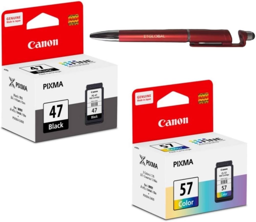 PG47 & CL57 Ink Cartridge for E400 E460 E480 E3170 E3370 E410 E470 E477 E417 E4270 Printers with Ballpoint Pen
