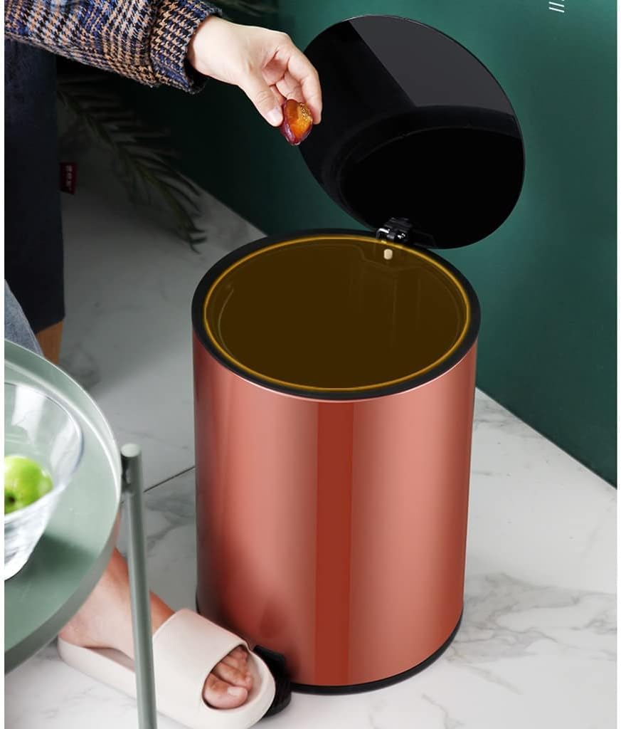 NOLLAM Papelera Bote de basura con Pedal de 8L con tapa, bote de basura moderno de acero inoxidable, para dormitorio, oficina, cocina, papelera, cesto de basura Basurero Cocina