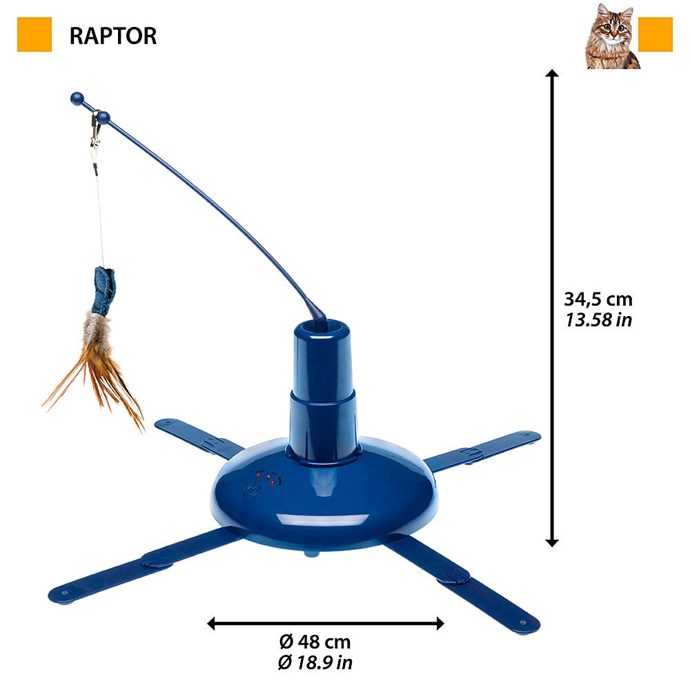 Ferplast Gioco per Gatti RAPTOR, Gioco Gatto Elettronico ed Automatico, Giocattolo Interattivo con Varie Velocità, Ø 48 x 34 cm