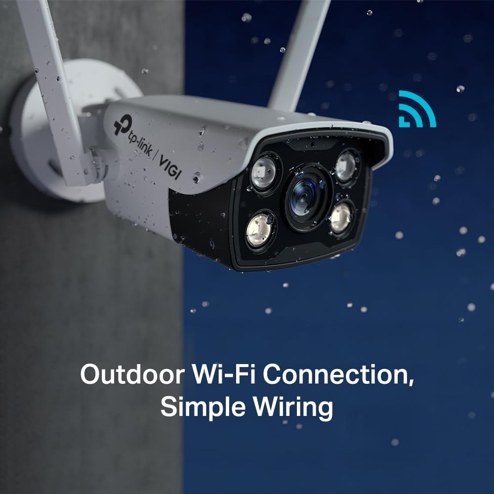 TP-LINK Kamera Außenbereich wetterfest Farbe (Tag&Nacht) 2560 x 1440 M12-Anschluss feste Brennweite Audio drahtlos Wi-Fi LAN 10/100 H.264 H.265 H.265+ H.264+ DC 12 V