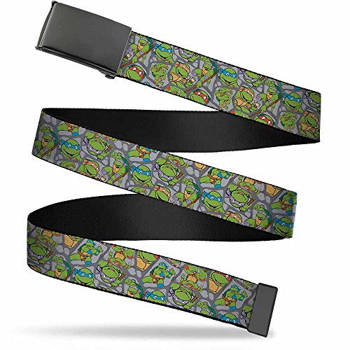 Image of Buckle-Down Nickelodeon Unisex-Adult's Web Belt Ninja 1.25", Classic TMNT Expression & Pose Turtle Shell Collage Lavender, Wide-Fits up to 42" Pant Size
