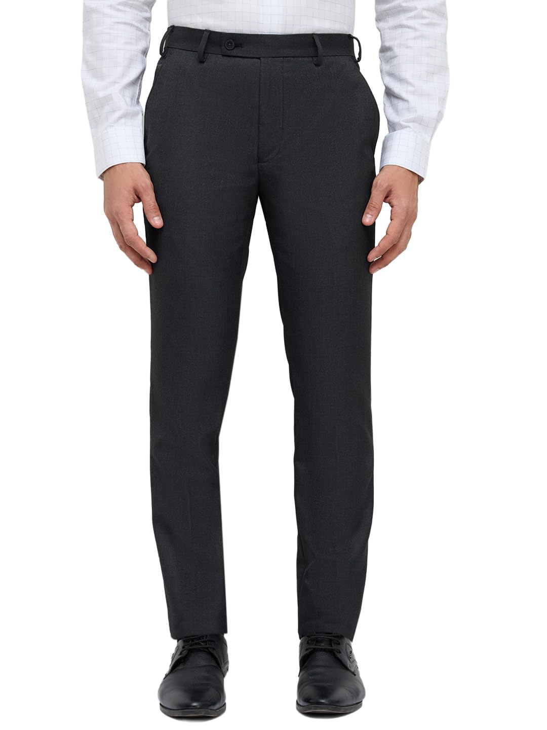 Men Slim Fit Solid Pattern Poly Viscose Blend Flat Front Formal Trouser-image-49