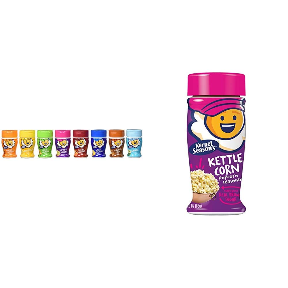 Kernel Season's Popcorn Seasoning Mini Jars Variety Pack, 0.9 Ounce (Pack of 8) & Popcorn Seasoning, Kettle Corn, 3 Ounce (Pack of 6)