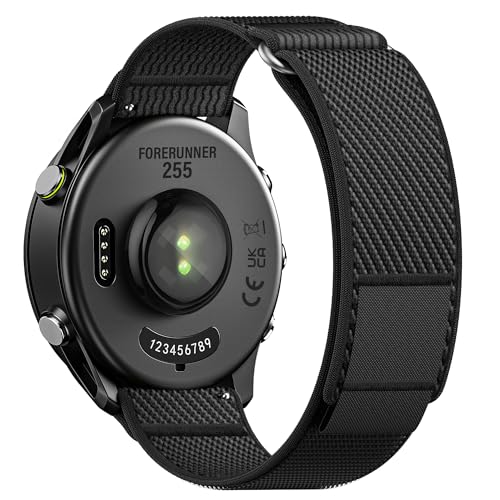 #VerdientProvisionen<br>Uhrenarmband 22mm Kompatible mit Garmin Venu 2/3 Langlebig Nylon Uhrenarmband für Garmin Forerunner 255/265 für Garmin Forerunner Vivoactive 4 Schwarz