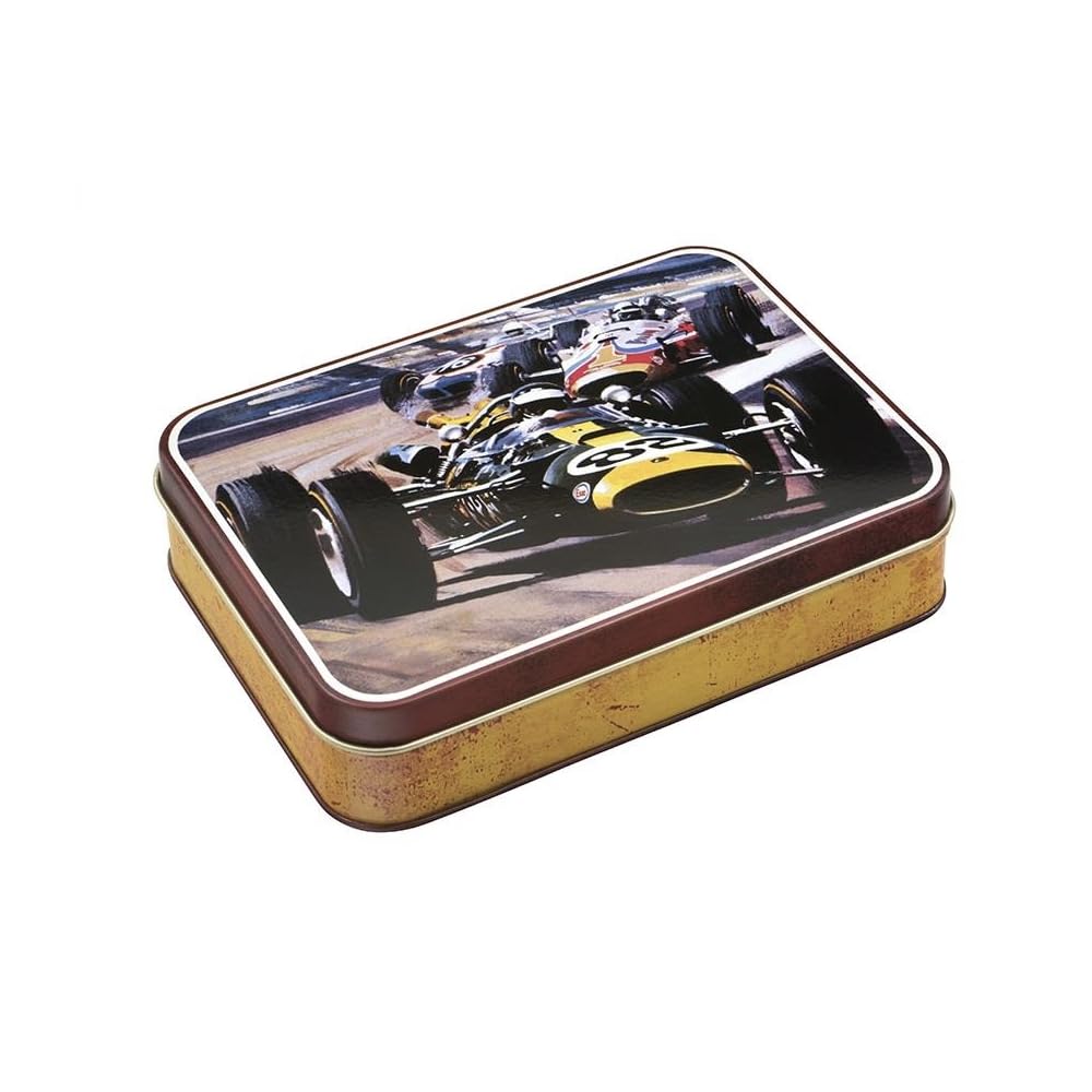 Elite Red Vintage Racers Racing Car Small Rectangular Tin 141 X 101 X 32Mm