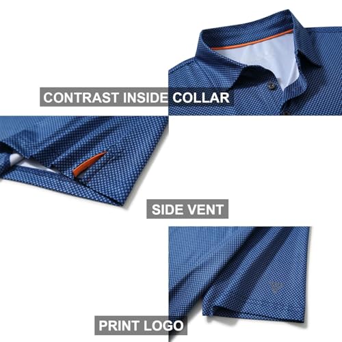 Image of Golf Shirts for Men Dry Fit Short Sleeve Print Performance Moisture Wicking Polo Shirt