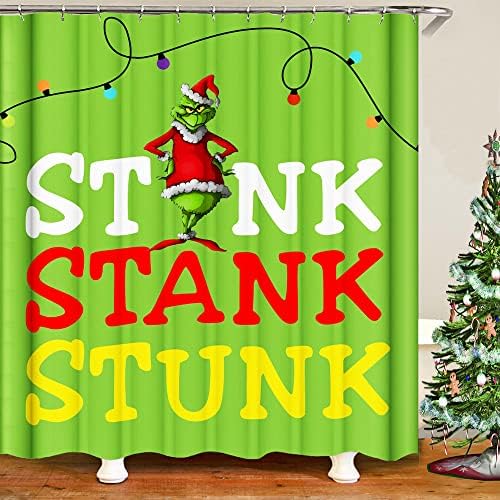 LIXBDHN Christmas Shower Curtain Waterproof Shower Curtain for Bathroom Winter Xmas Farmhouse Holiday Bathroom Decor 72x72 Inches,Weighted Hem with 12 Hooks Home Bathtub Decoration