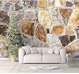 XLMING Retro Marrón Pared De Piedra Arte Personalidad Papel Pintado 3D Seda De Lujo Pared Estudio Comedor Sofa Dormitorio Madera Salon Tv Decorativo-300cm×210cm