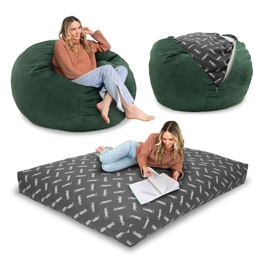CordaRoy's Corduroy Bean Bag-Convertible Bean Bag Chair-Machine-Washable Corduroy Fabric Cover-for Basement,Living Room,Game Room,Dorm&More - Full Size - Rainforest | Made in The USA