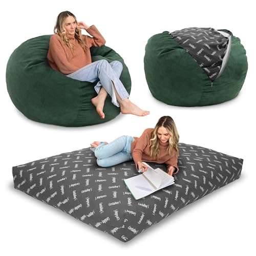 Image of CordaRoy's Corduroy Bean Bag-Convertible Bean Bag Chair&Bed-Machine-Washable Corduroy Fabric Cover-for Basement,Living Room,Game Room,Dorm&More - Full Size - Rainforest | Made in The USA