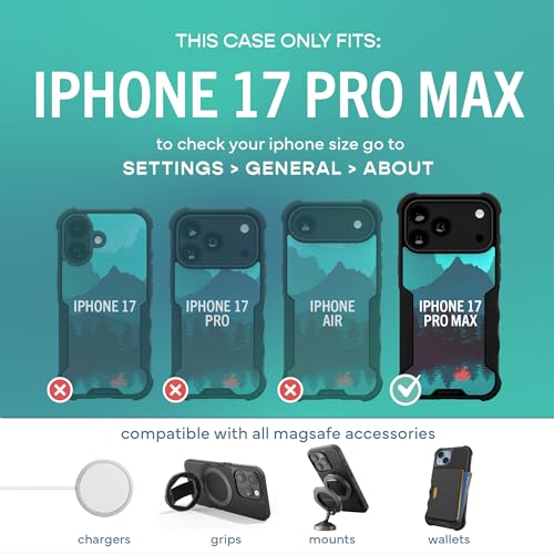 Image of Smartish iPhone 17 Pro Max MagSafe Case - Gripzilla Protective Magnetic Case for Men [Rugged + Tough] Military Grade Heavy Duty Grip Armor - Drop Tested for iPhone 17 Pro Max - Moving Mountains