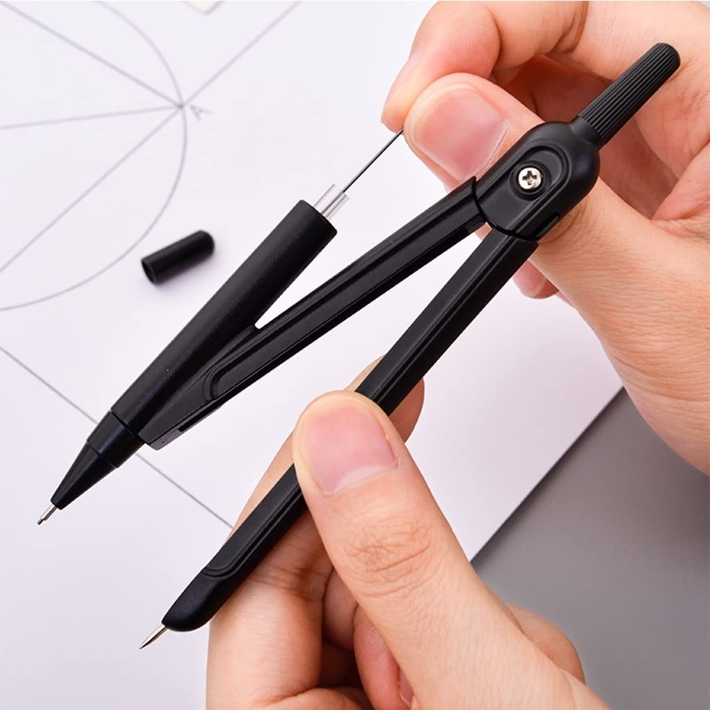 BAtlam Drafting Kit Schwarz Geometrie Math Set Kompass und Bleistift Schüler Zeichenwerkzeuge Schreibwaren Kompass Kompass Zeichnung Winkelmesser Winkelmesser for Schule (Color : 1pcs) (1pcs)
