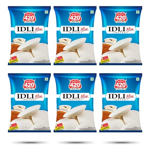 Image of Agrawal's 420 Instant Idli Mix Soft & Fluffy South Indian Breakfast | Quick & Easy No Fermentation With Healthy Features | Fresh & Pure Vegetarian Recipe, 1200g, Pack of 6, (200g each pack).
