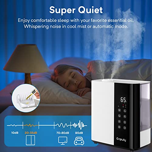 Enpuly 5L Warm And Cool Mist Humidifier For Bedroom/Large Rooms, Max 550Ml/H Ultrasonic Vaporizer Humidifiers For Plants Baby,With Essential Oil Tray,Sleep Mode,12H Timer,35Db Quiet,Child Lock(White) #TOP4