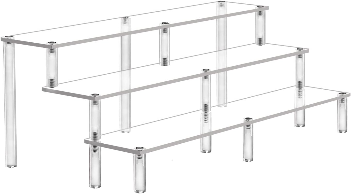 15 3/4 Inch Acrylic Riser Display Shelf,3 Tier Display Riser for Figures Display Stand Large Risers for Display Cupcake Perfume Organizer Cologne Makeup Collection Countertop Desktop Tabletop