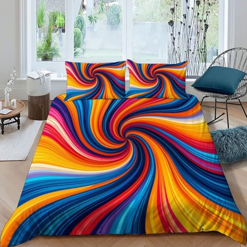 Housse de couette microfibre 3 pièces parure de lit 200x200 multicolore