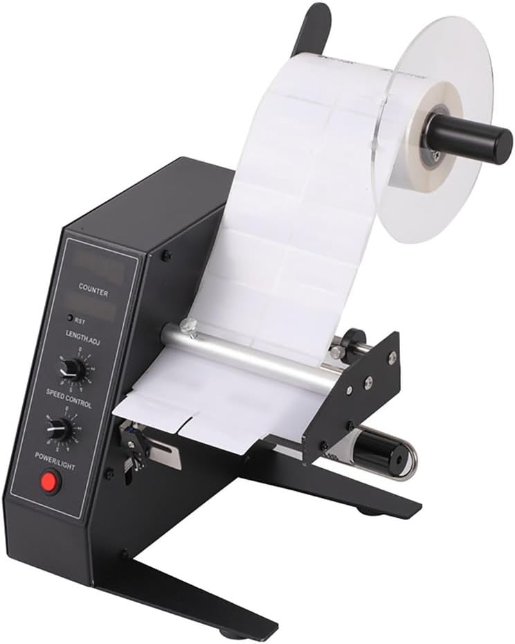 Automatic Label Dispenser, Label Stripping Machine, Labels applicator Sticker, with Auto Counting 0-999999, Adjustable Speed, Width 4-140mm, Single/Multi-Row, for Labels