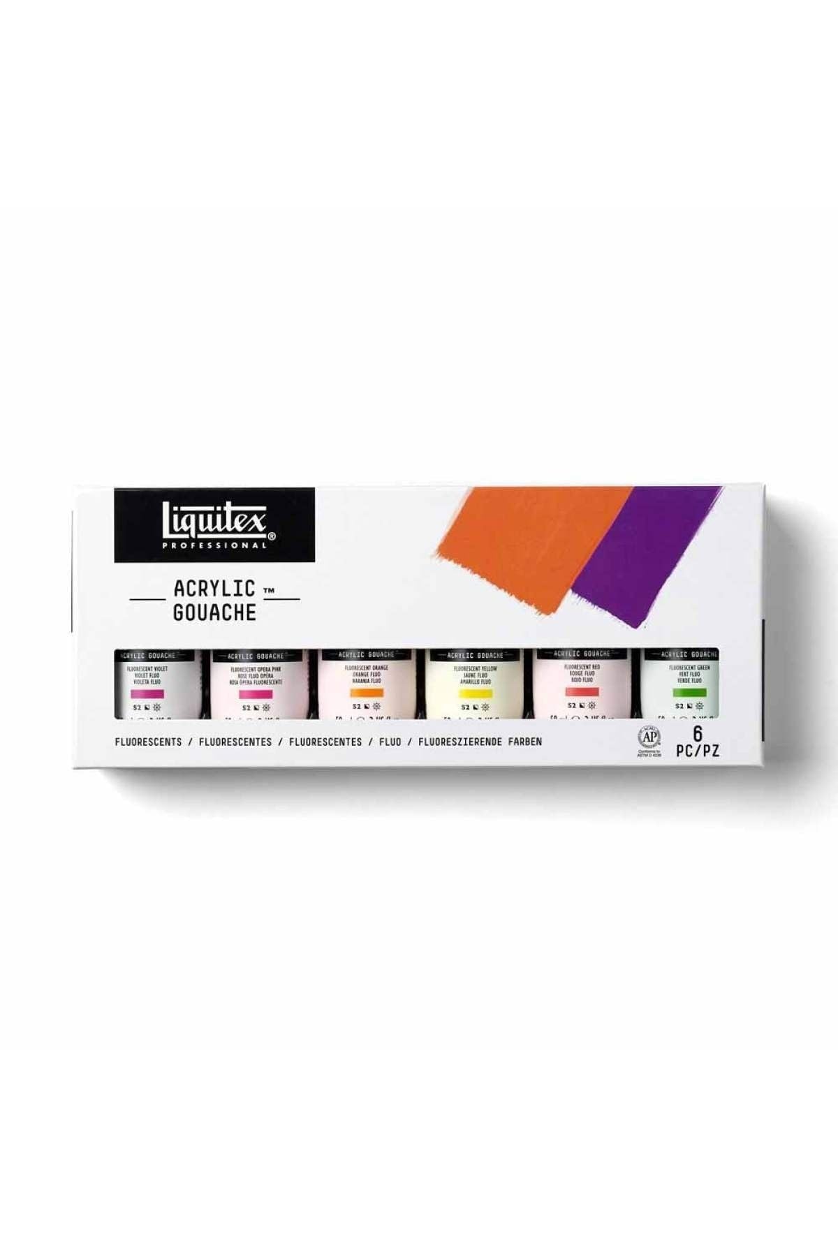 Liquitex Professional Acrylic Gouache, Acrylic, Fluofarben Set, Set 6 Flaschen a 59ml