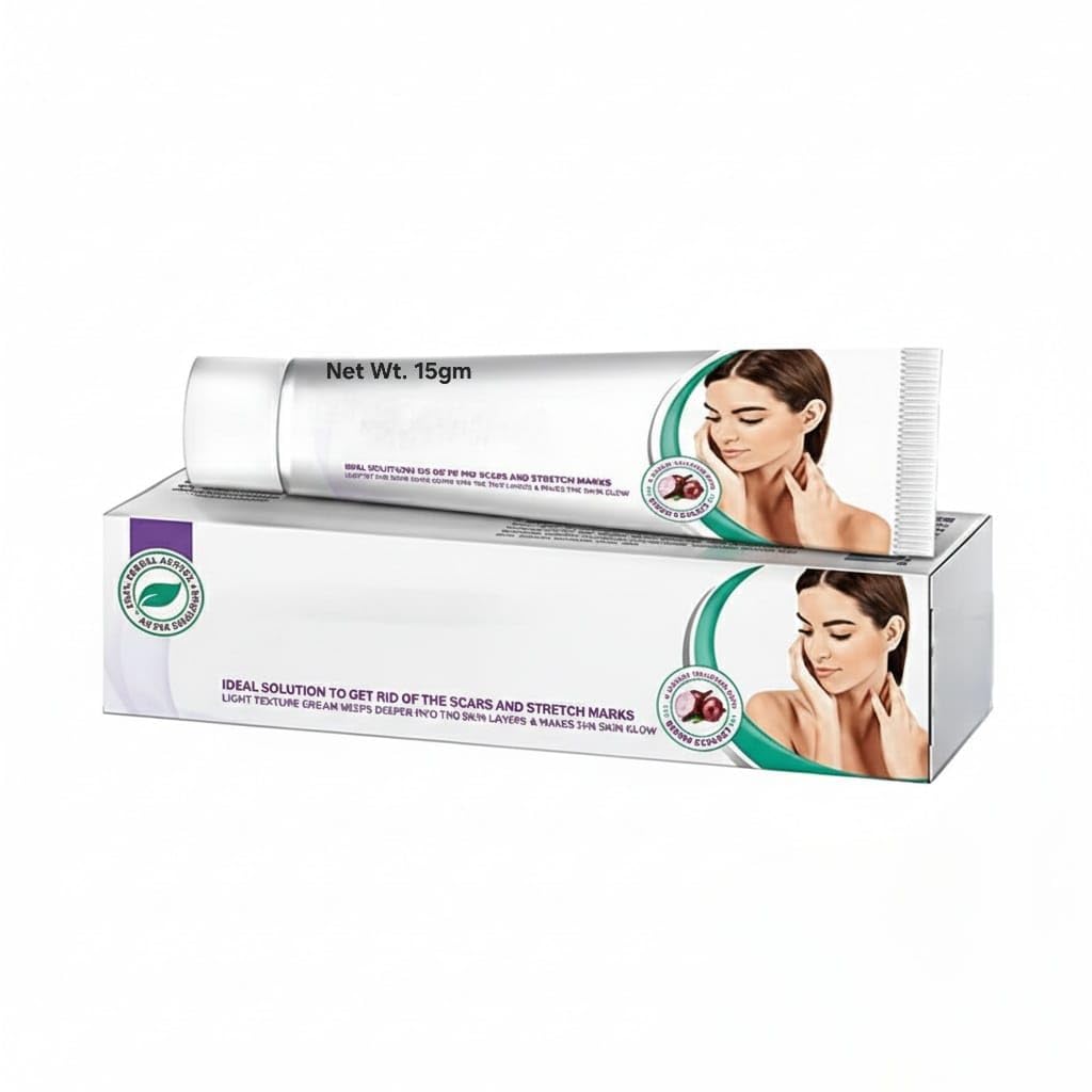 Herbal Scar Removal Cream for Pimple Marks, Dark Spots, Blemishes & Stretch Marks with 3% Onion, Paraben & EDTA Free, German Science Meets Ayurveda - 15g