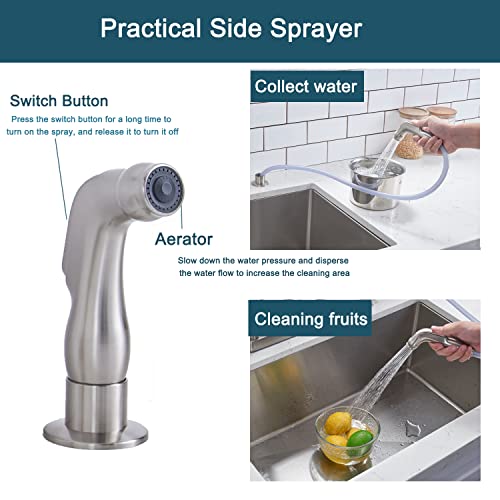 Hotis Kitchen Faucet With Sprayer, Brushed Nickel 3 Or 4 Hole Kitchen Faucet, Stainless Steel Kitchen Faucets For Sink 3 Hole, High Arc 360 Swivel 2 Handle Kitchen Sink Faucet #TOP4