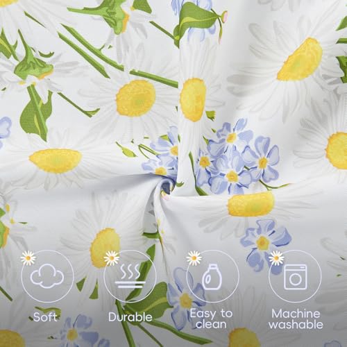Miniatura 5 de Suchdeco Mantel Redondo Para Exteriores, 150 Cm, Impermeable, Floral, Con Agujero Para Sombrilla Y Cremallera, Lavable Para Mesa De Jardín, Patio, Picnic, Margarita Blanca