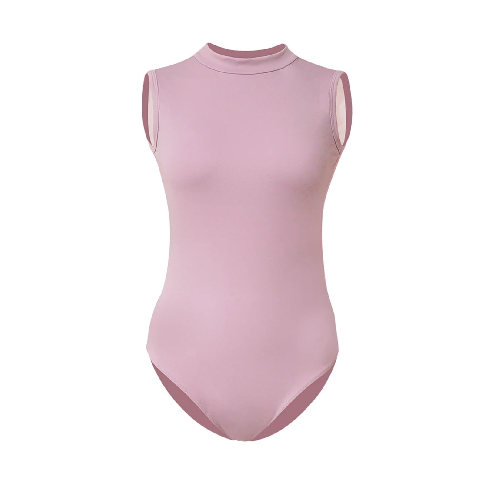 Lanbodance Justaucorps sans manches avec col pour femme pour ballet et danse, Maille noire/nude