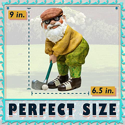 Twig & Flower The Great Golfing Gnome 9" Gnomes Decor The Mini Gnomes Hand Painted Garden Gnome - Golfing Garden Gnome Gifts Designed #TOP1
