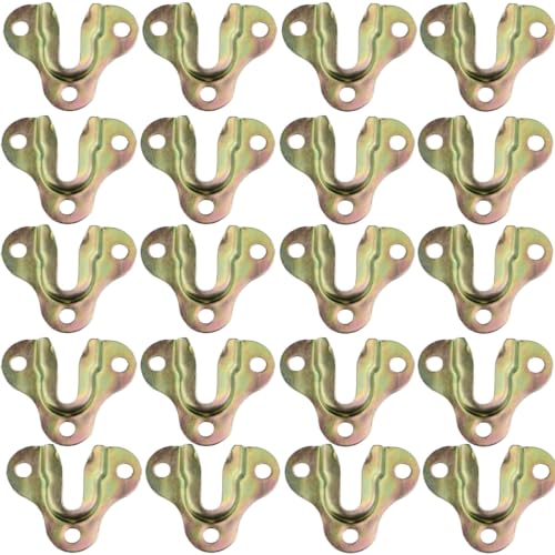 Image of Zinc Yellow Keyhole Hangers Mirror Picture Frame Hangers Mug Key Coat Hanging Rack Wooden Board Wall Mount Single Keyhole Hanging Plate 20 Pack