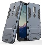 FoneExpert Heavy Duty silicona Slim híbrida con soporte Cáscara de Cubierta Protectora de Doble Capa Funda Caso para Nokia 6.1 Plus (2018) / Nokia X6