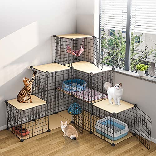 猫 ケージ の猫ケージ キャットケージ トイレ収納型 2段 3段 キャットハウス ネコハウス 留守番 保護 脱走防止 多頭飼い 脱走防止 ペット ゲージ コンパクト 頑丈 檻ねこ ネコケージ (Color : グリッド)