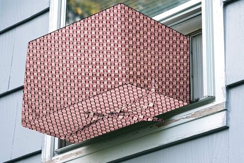 Image of The Furnishing Tree Elastic fit waterproof Polyester window ac cover suitable for Croma 1.5 Ton, Dustproof cover for inner and outer section, In CM: (67.31x66.04x45.72), Basketweave Multicolor