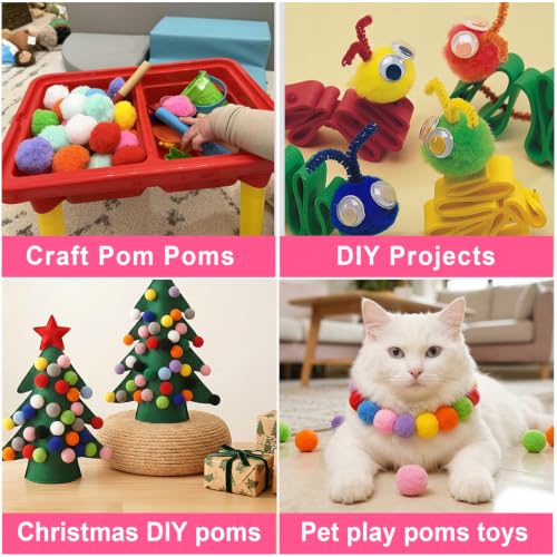 Image of 60Pcs Faux Fur Pom Poms Balls-1.5 Inch Pom Poms DIY Crafts Art School Craft