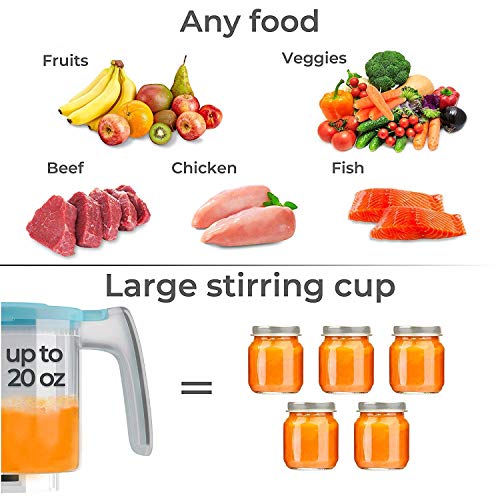 Baby Food Maker Chopper Grinder - Mills and Steamer 7 in 1 Processor - Steam, Blend, Chop, Disinfect, Clean, 20 Oz Tritan Stirring Cup, Touch Control Panel, Auto Shut-Off, 110V Only - Thumbnail 4