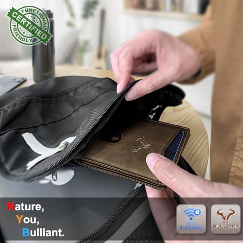 Image of BULLIANT Men Slim Leather Pocket Wallet Bill Holder 11Cards-Genuine Leather
