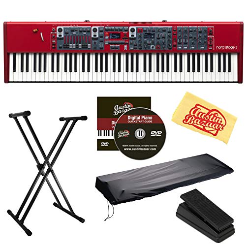 Nord Stage 3 88 Keyboard Bundle with Stand, Moog EP-3 Expression Pedal, Dust