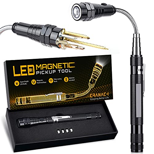 Gifts for Men Magnetic Pickup Tools with LED Light, Unique Gadgets Mens Gift Extending Pick Up on Birthday for Father, Husband, Boyfriend, Him, Mechanic Cool Stuff for Hard to Reach Place