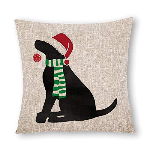 Top 10 Best Christmas Dog Pillow in 2022 12 VinMea Decorative Cotton Linen Pillow Covers Christmas Black Lab Holiday ...