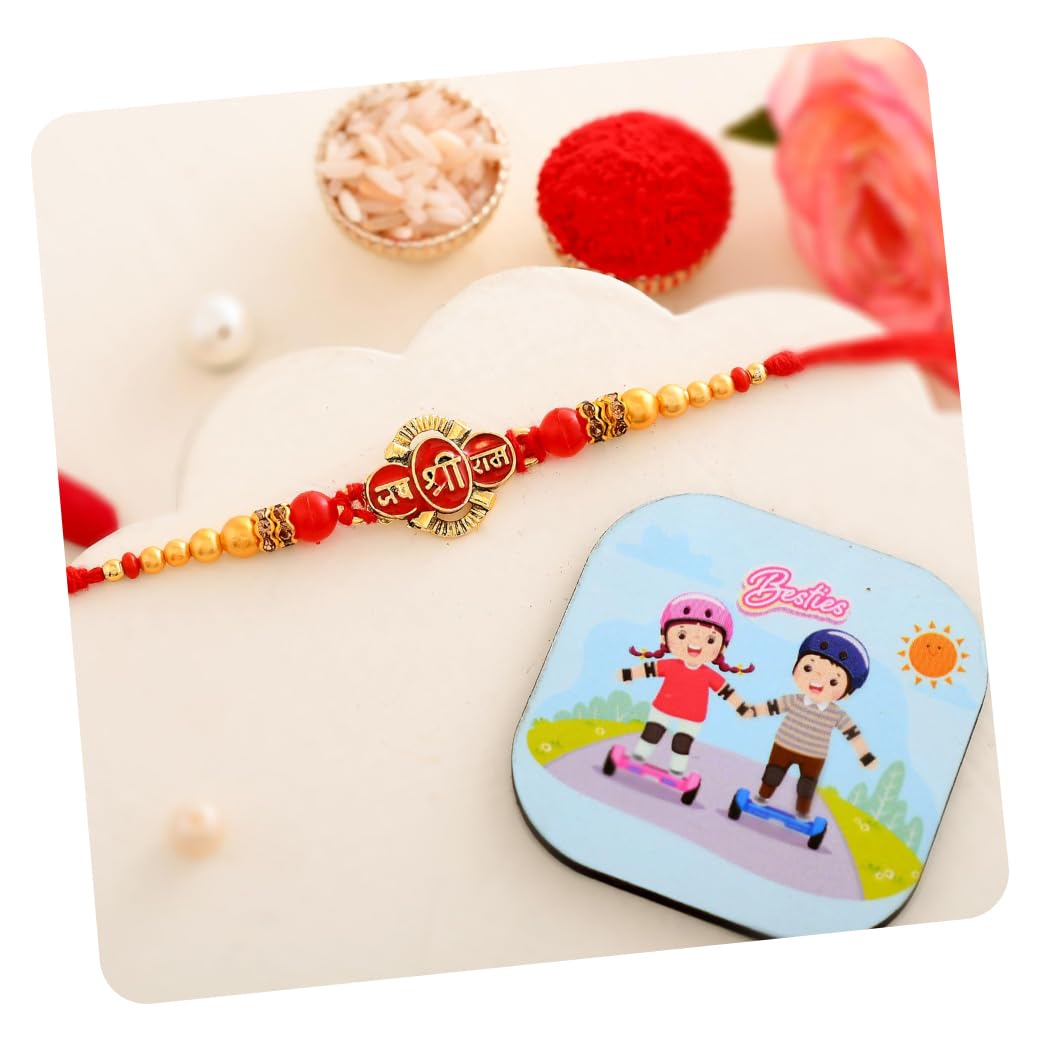 CraftVatika Rakhi for Brother Combo Gift, Ram Rakhi Set of 1 with Fridge Magnet Gift, Rakhi for Bhaiya Kids Bhai Boy Men, Rakshabandhan Single Rakhi Magnet Gift Combo Set-image-28