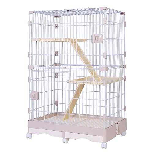 Playpen de chat pour salon et grand abri intérieur à 2 étages adapté aux petits animaux