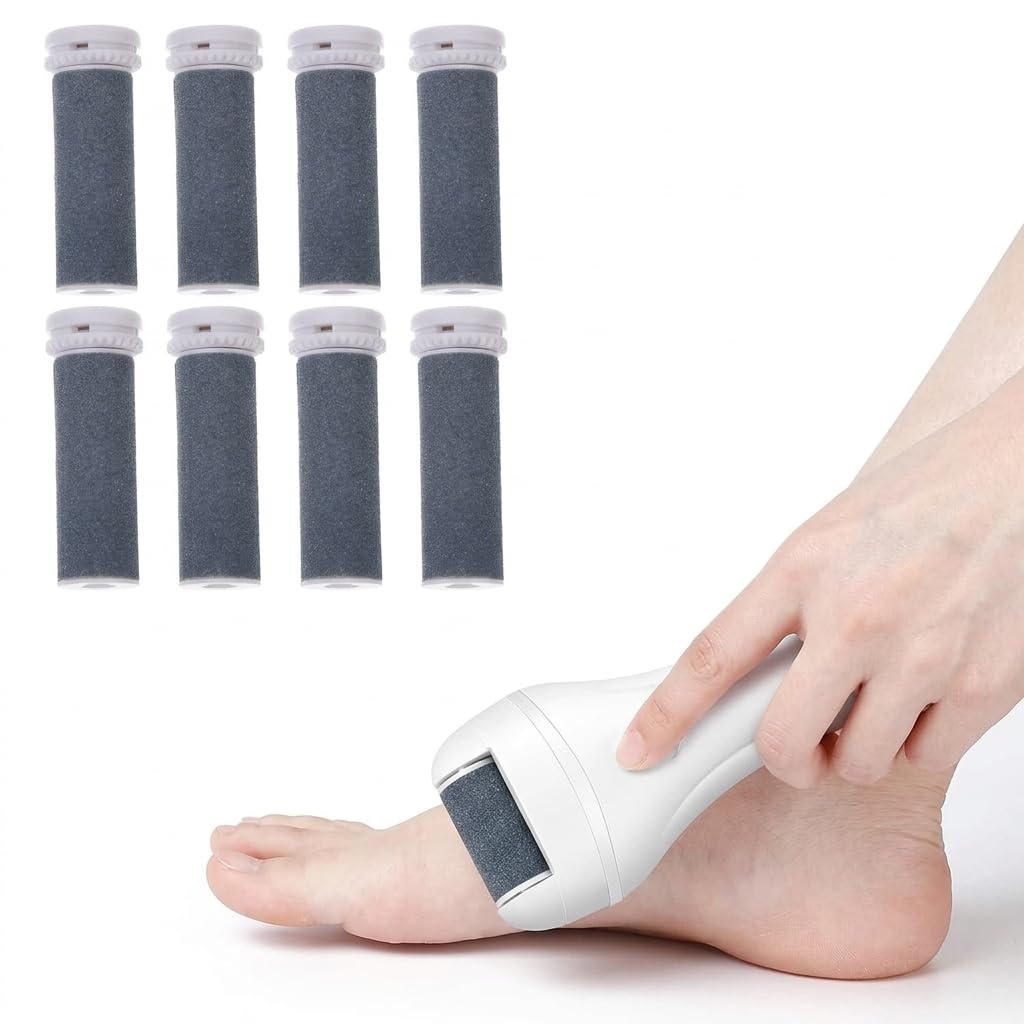 FOMIYES 8Pcs Extra Coarse Replacement Roller Heads for Electric Foot File, Callues Remover Tool, Compatible with Multiple Brands, Easy to Use for Home Foot Care