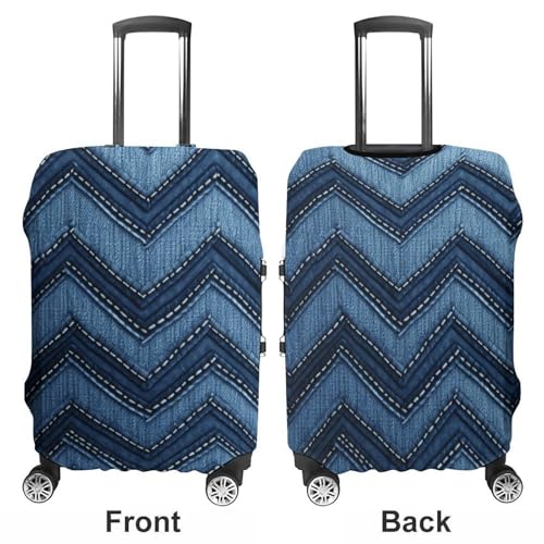 Gradient Blue Denim Luggage Cover, Elastic Luggage Protector Fits 19-32in Suitcases, Washable & Anti-Scratch Suitcase Cover for Men Women M3
