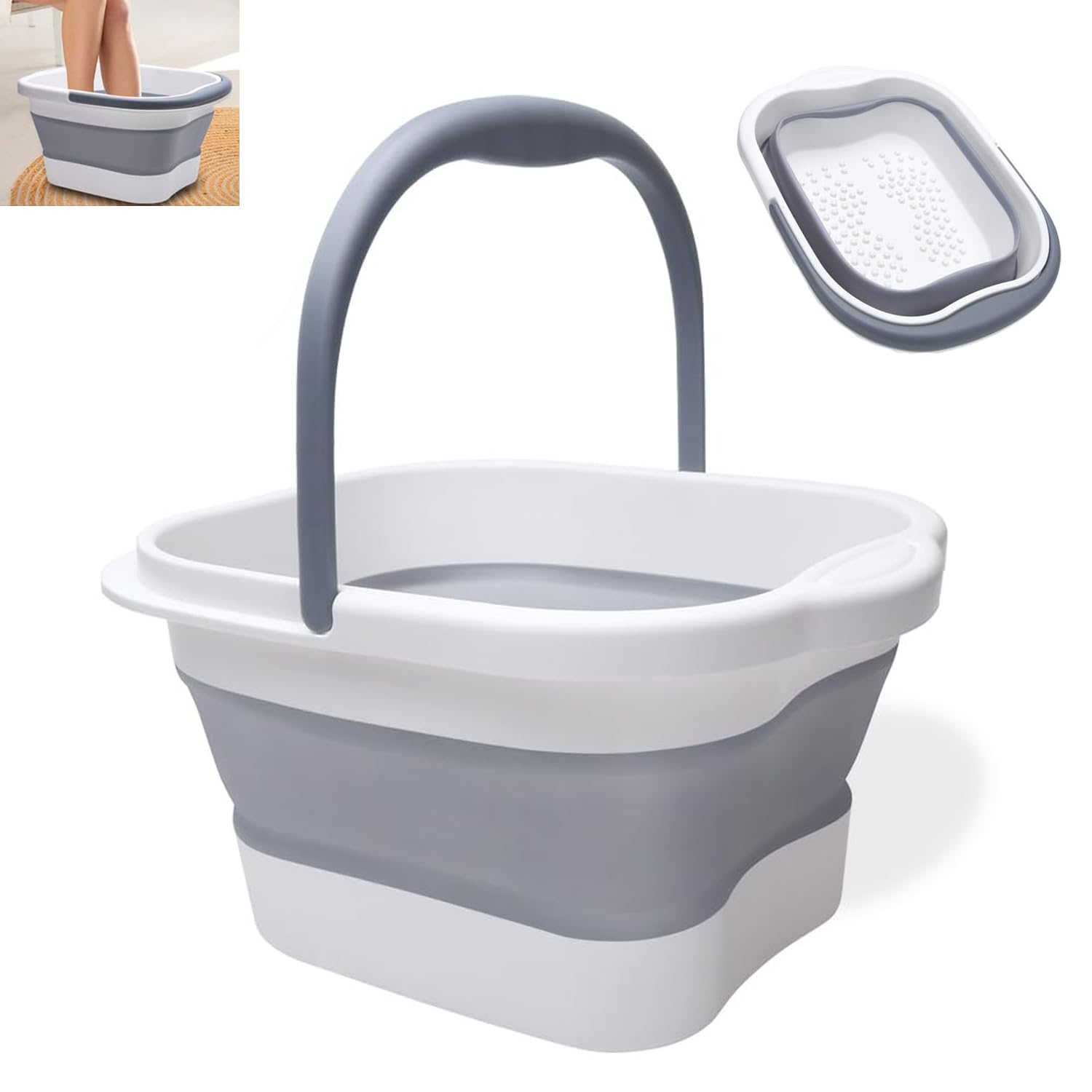 Fusswanne Fussbad, Faltbare Tragbare Fußbadewanne mit Griff, Griff Tragbares Fußmassage, Faltbares Fußmassagegerät Fußbad, für Linderung von Müdigkeit