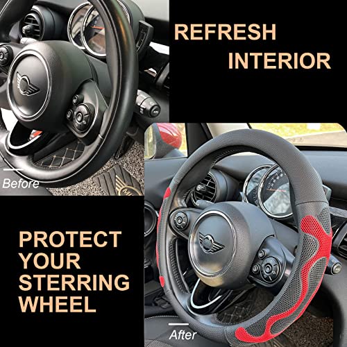 Pinctrot Comfy Grip Steering Wheel Cover, Anti-Slip Design, Universal 14.5-15 Inch(Silicone Red) #TOP3